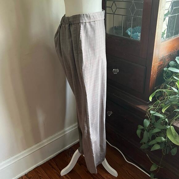 Vintage Gray Plaid Pull-On Elastic Waist Pants Size L Petite Slacks Bootcut Work - Picture 4 of 17